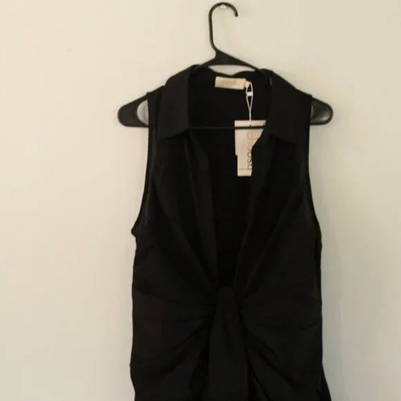 Choosy St. Crosby Black Sleeveless Plunging Neckline Shirt Dress Size 12 - Picture 2 of 10